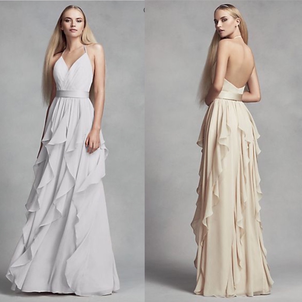 Chiffon Dress with Cascading Skirt